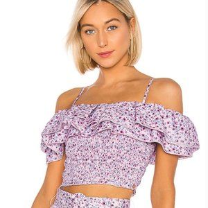 NICHOLAS X REVOLVE Ruffle Smocked Crop Top Floral
